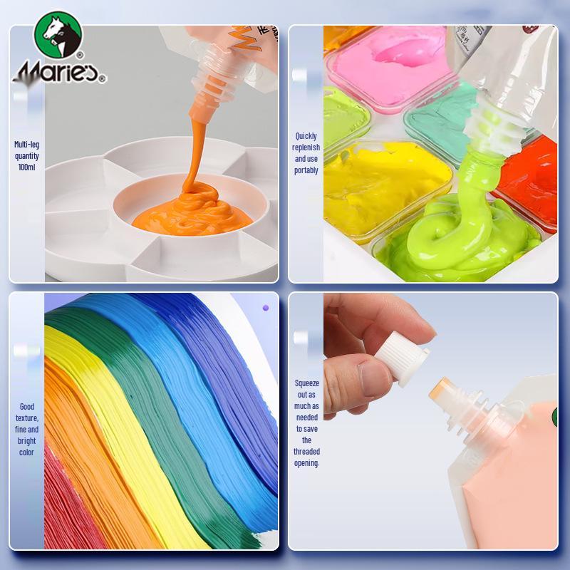 Mali 100ml Washable Gouache Paint Set for Kids - Squeeze & Refill Jelly Pack