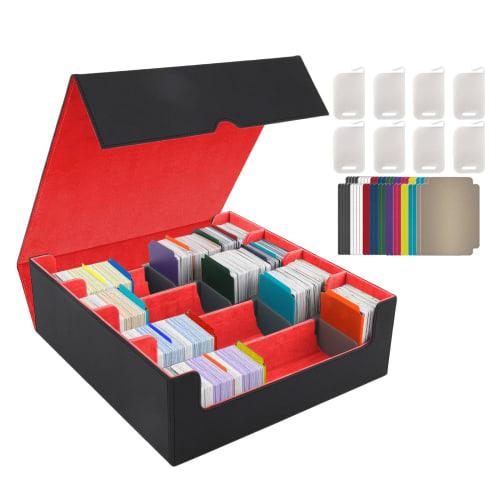 ZWSJLC Deck Case, Card Storage, Large Capacity, PU Leather, Trading Card Storage Box with 24 Dividers and Card Stoppers, Compatible with MTG and Other