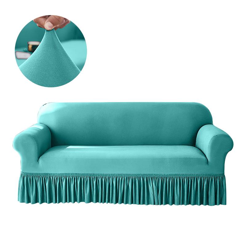 High Stretch Sofa Cover for Living Room Spandex Corner Sofa Covers with Skirt Dustproof Non-slip Sofa Slipcover for Home Hotel