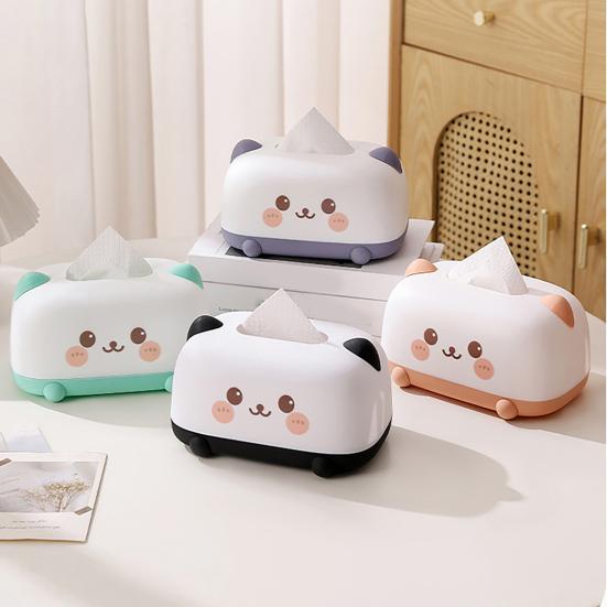 Tissue Box Dustproof Large Diameter Paper Port Tissue Holder Cute Animal Face Decorative Container for Living Room