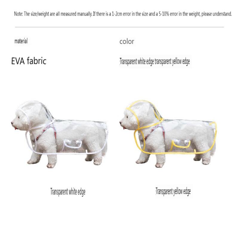 Transparent Dog Raincoat, Waterproof Lightweight Poncho for Small to Large Dogs, Hooded Pet Rain Jacket for Walking