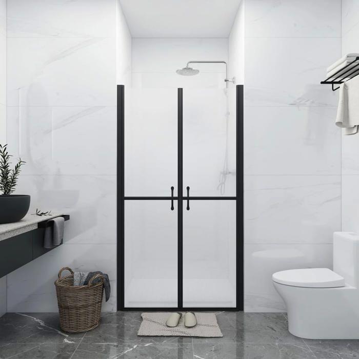 Porte de douche - ESG - Coulissante - Noir mat - Verre de sécurité - 190 cm x (83-86) cm