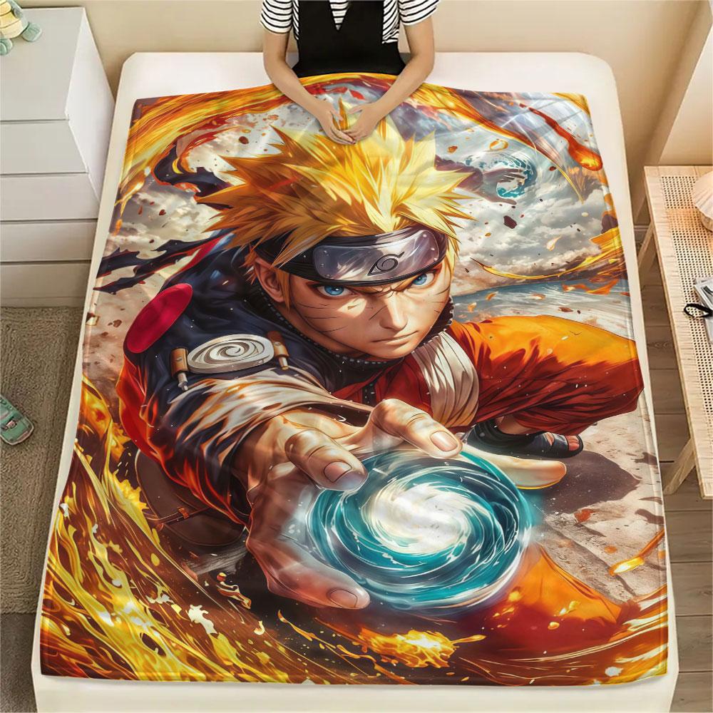 1Pc Naruto Lightning Print Flannel Blanket, High Quality Comfortable for All Seasons, Home Decor, Warmth and Comfort, Perfect for Christmas Gifts