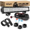 Nilight 20 Inch 126W Spot Flood Combo LED Light Bars Off-Road Light Mounting Bracket Horizontal Bar Tube Clamp with Off Road Wir