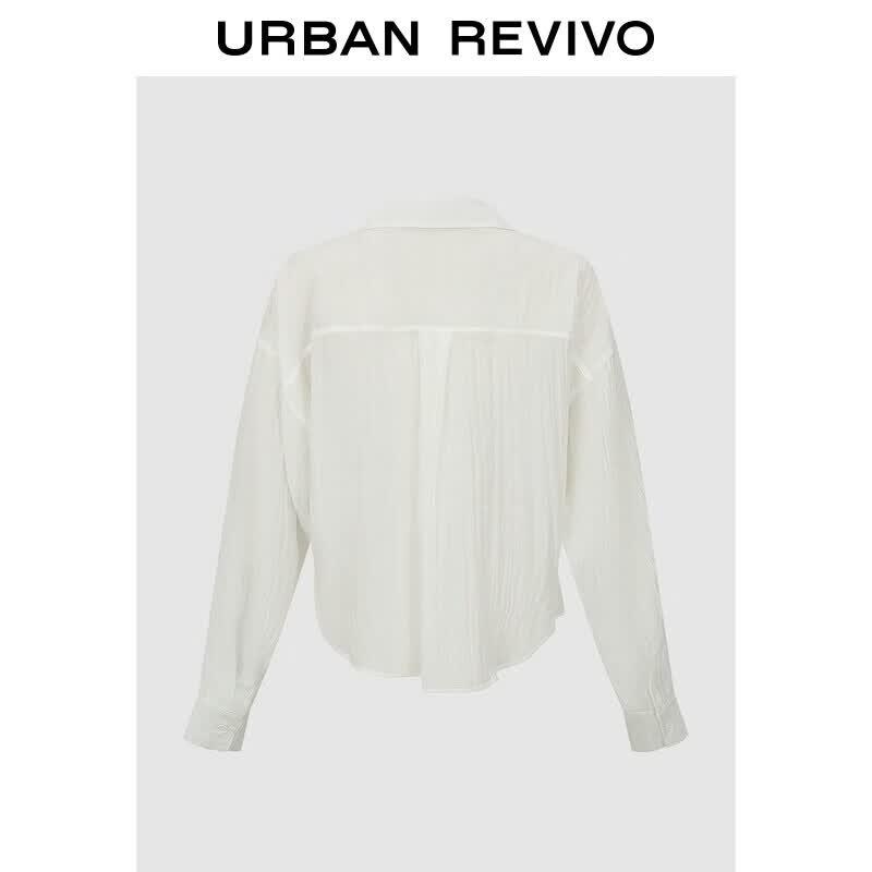 UR2026 Women s Textured Pleated Long-Sleeve Blouse L