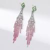 Fashion Gradual Change of Color Super Flash Full Diamond Long Fringed Earrings