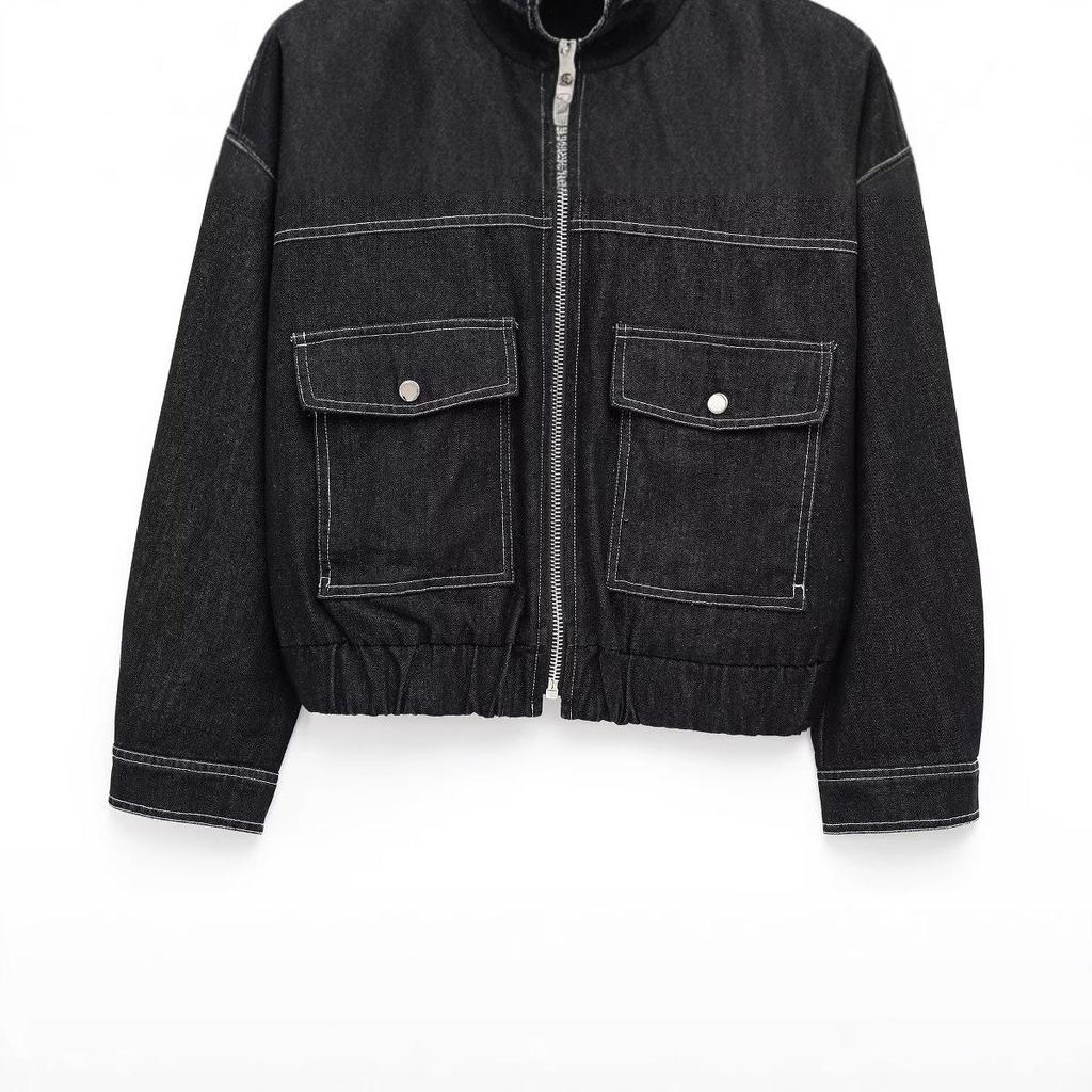 Damen Retro Jacke mit Denim-Effekt und langen Ärmeln: Europäischer & Amerikanischer Stil für Frühling & Herbst