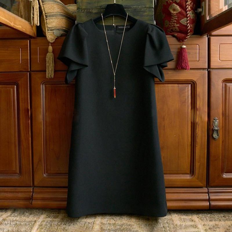 

ZANZEA женское летнее повседневное однотонное свободное платье с круглым вырезом и короткими рукавами M