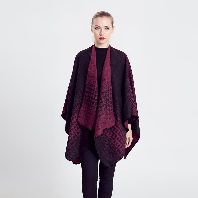 Women S Houndstooth Gradient Scarf Shawl Warm Winter Wrap