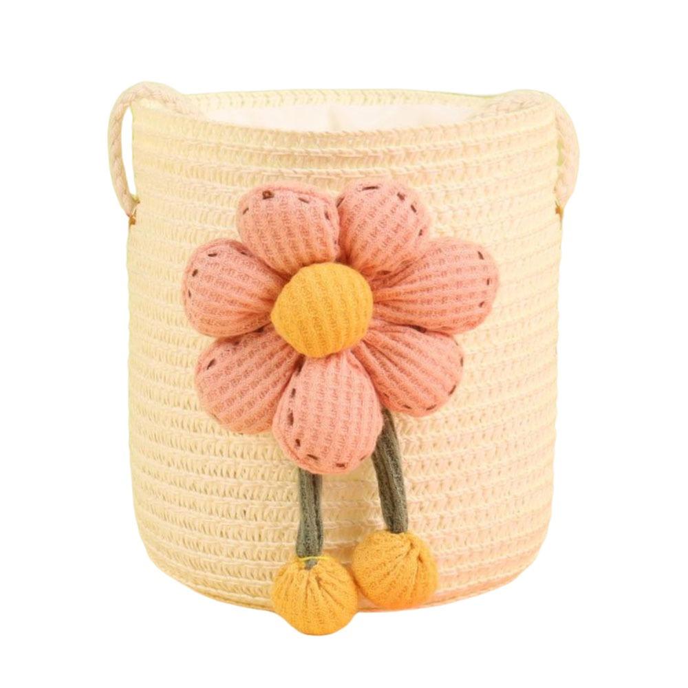 

Children s Bag Flower Design Bucket Bag Storage Basket Cute Style Woven Bag Flower Bucket Grass Woven Straw Bag Kids Accessory