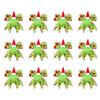 12 Pcs Red Green Dot Christmas Bow Rustic Burlap Bow with Green Furry Hair And Santa Hat for Xmas DIY Crafts Party Decoration