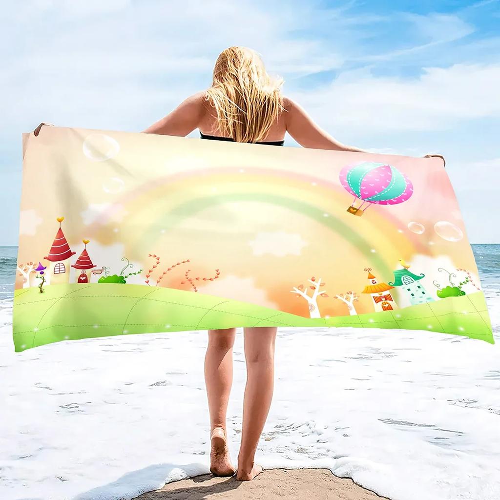 Übergroßes Strandtuch Weich Extra Groß Pool Handtücher für Erwachsene Männer Reise Decke Kreuzfahrt Urlaub Stuhlbezug Regenbogen Druck