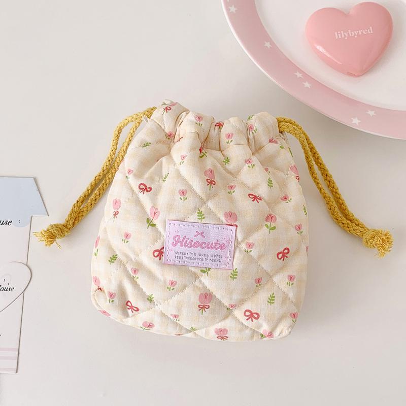 Cute Quilted Cotton Camera Bag Ins Style 1PCS Soft Shockproof Portable Storage Pouch for Student Photographers