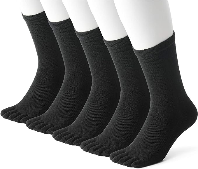 RENFRO Men's Five-Toe Socks, Made In Japan, Deodorizing, 5-Pair Set, Sizes 27-30cm, Black