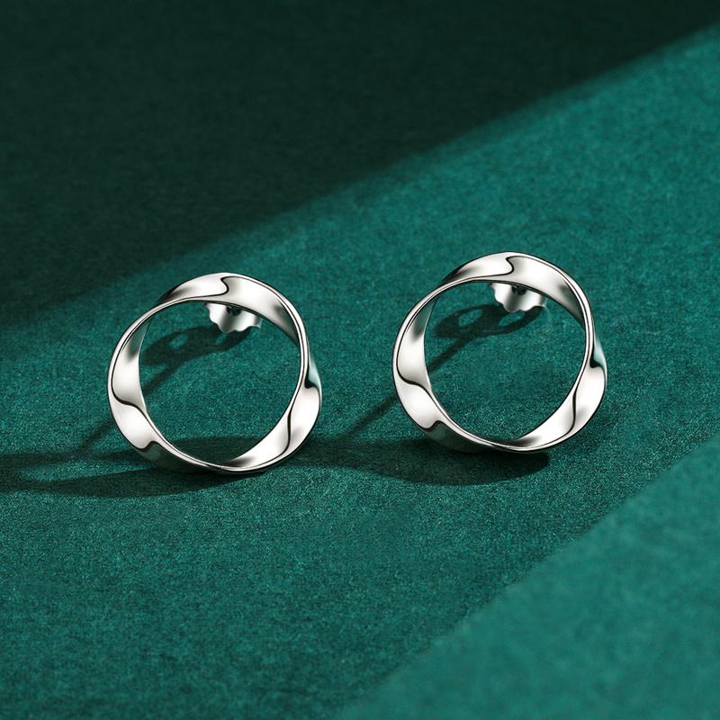 MODIAN Unregelmäßige, einfache, runde Ohrstecker aus 925er Sterlingsilber für Frauen, weiblicher Markenschmuck