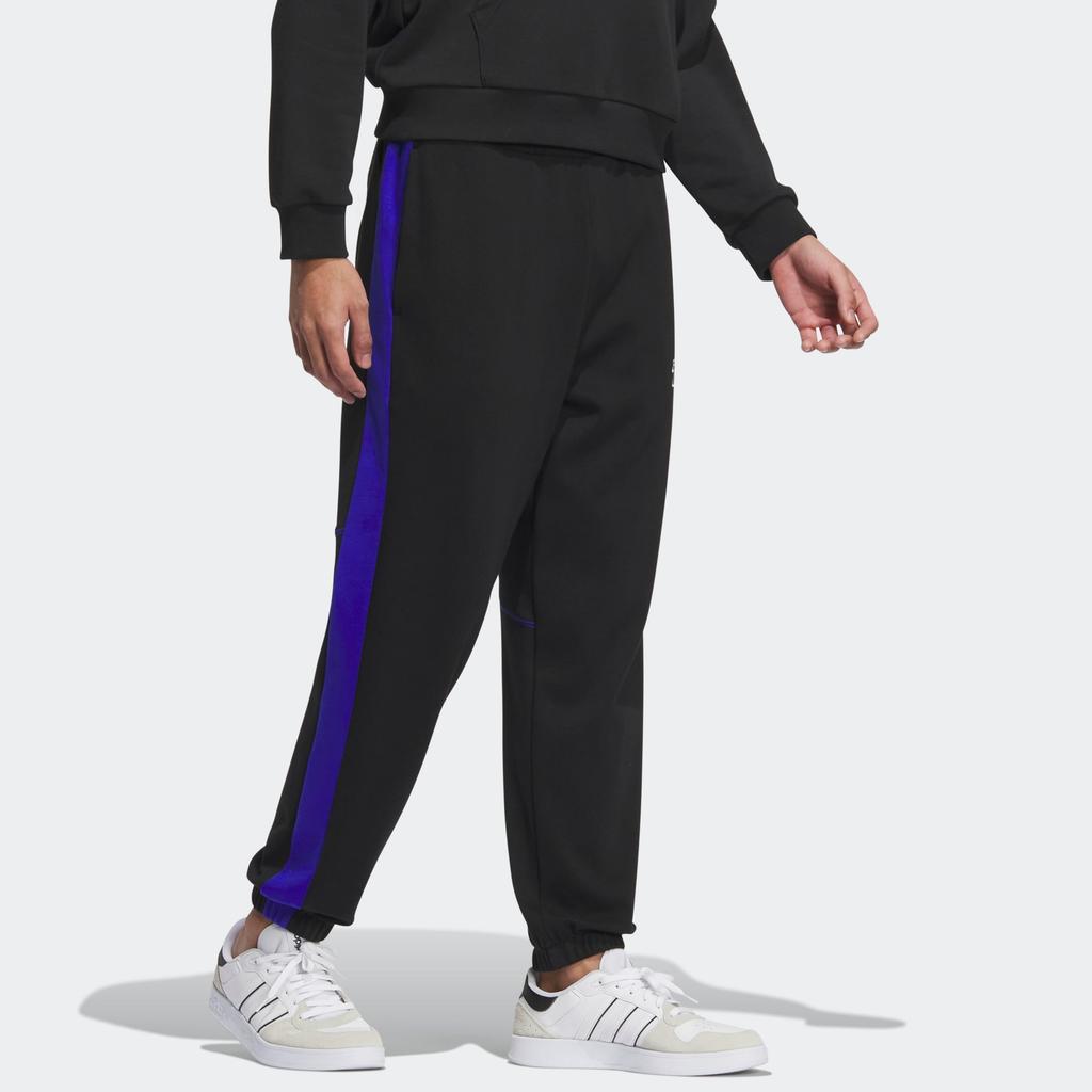 Adidas Color Block Embroidered Jogger Pants Men Bottoms Black IK3443