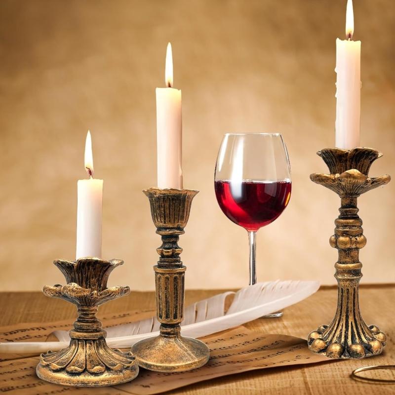 Retro Taper Candle Holders Copper Candlestick Holders for Home Dinning Table Centerpiece Wedding Holiday Party Chrismas