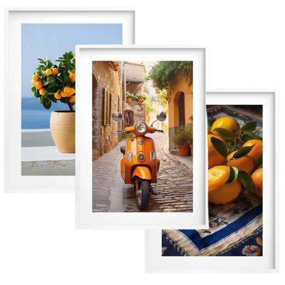 Poster Wandbilder gerahmt Italienische Gasse Vespa Italien für die Küche