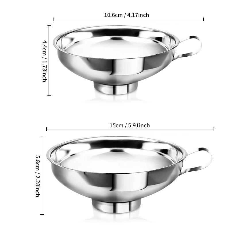 1.49" & 2.12" Funnel Tube Mason Jar Funnel with Handle Stainless Steel Canning Funnel Regular and Wide Mouth Jars