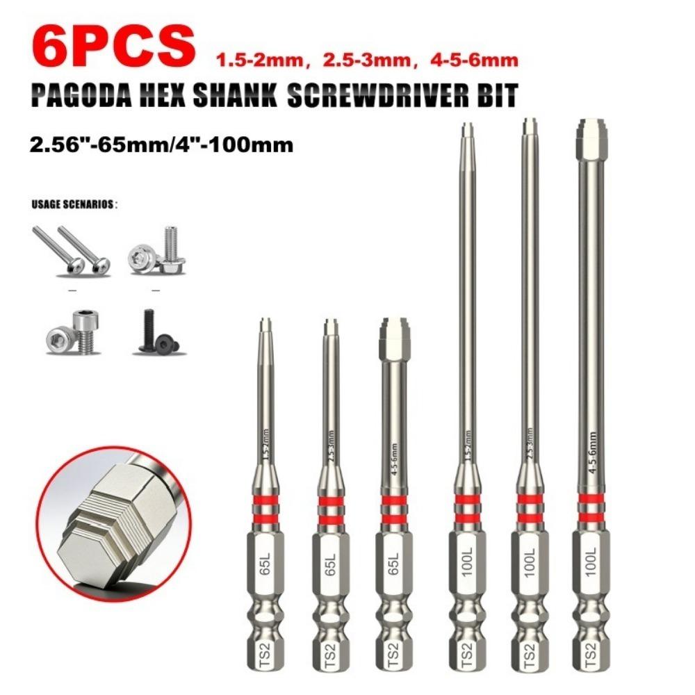 3/6PCS Strong Magnetism Electric Screwdriver Bits Set Hex Shank Screwdriver Bits  For Impact Drill