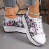 Large size platform casual graffiti canvas shoes spring and autumn new low-top lace-up women's shoes