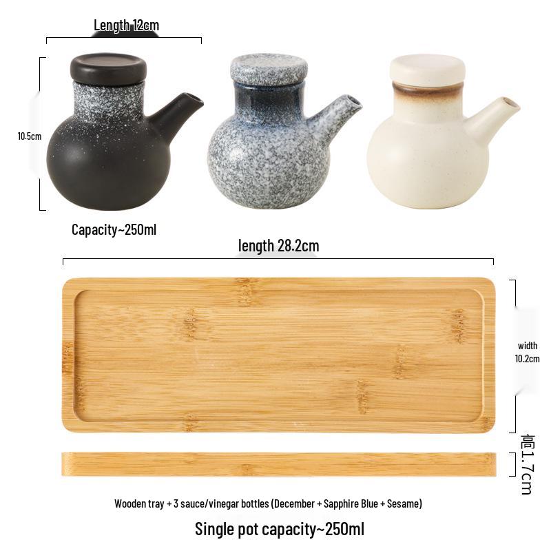 Large Ceramic Vinegar and Soy Sauce Bottle for Japanese Cuisine - Oil and Seasoning Container for Kitchen.
