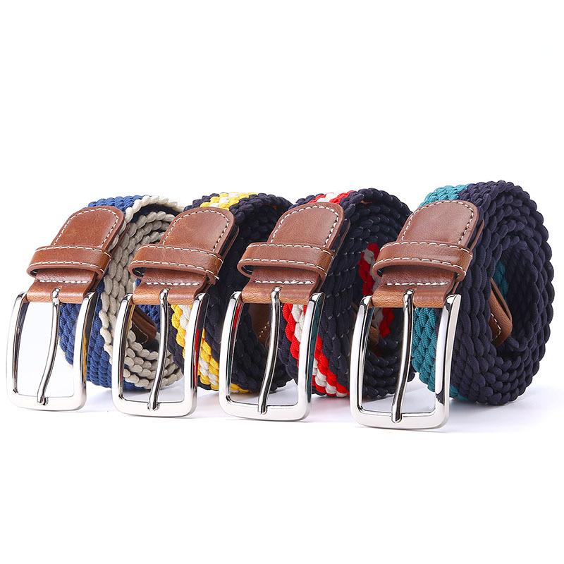 Belt Unisex Nylon Rubber Band Braided Belt Elastic Belt Pin Buckle Jeans Belt Tide