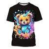 Summer Round Neck Cute Bear Graphic 3D Print Top Fashionable Casual Short Sleeved Men's T-shirts