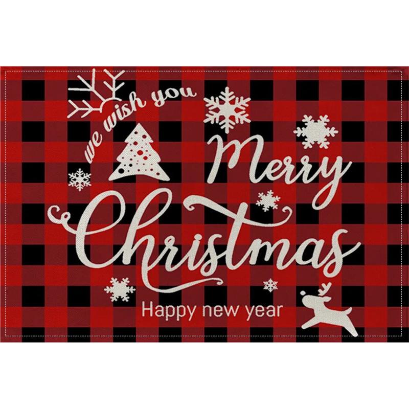 Nordic Style Christmas Linen Placemat with English Letters – Heat-Resistant Tablecloth 32CM*45CM