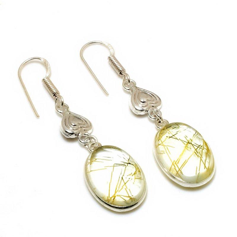 

Ювелирные серьги ручной работы с золотым рутилом 925 пробы, посеребренные, 1,89 дюйма