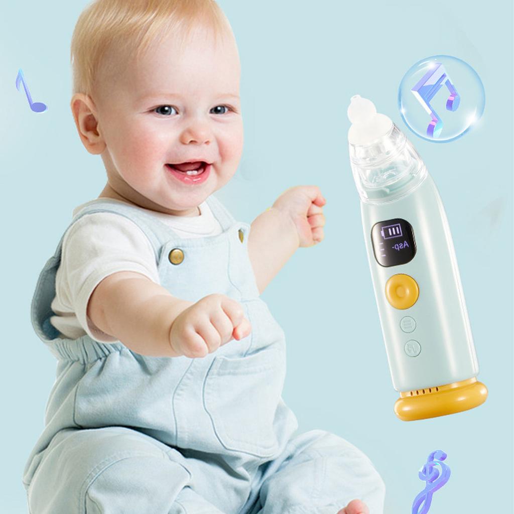 Infant Nasal Aspirator 3 Suction Levels Silicone Tip Baby Nose Care Machine with Soothe Music Light
