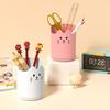 Pen Holder 360 Degree Rotating Cat Pattern Design Large Capacity Stationery Organizer Desk Accessory