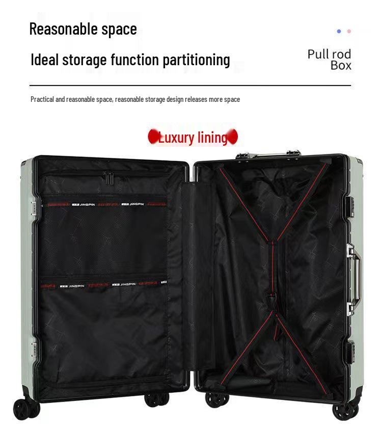 24-Inch Women's Silent Wheeled Suitcase: Durable Aluminum Frame, Large Capacity, Carry-On with Password Lock