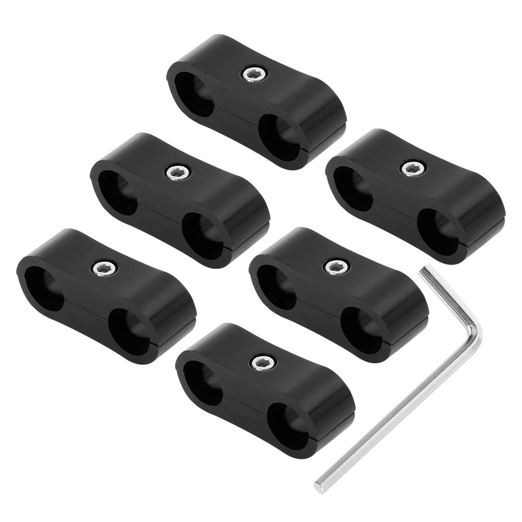 X AUTOHAUX Hose Separator Clamp Hose Clamp Fitting Adapter with Wrench for Car 6 Pieces Black AN4