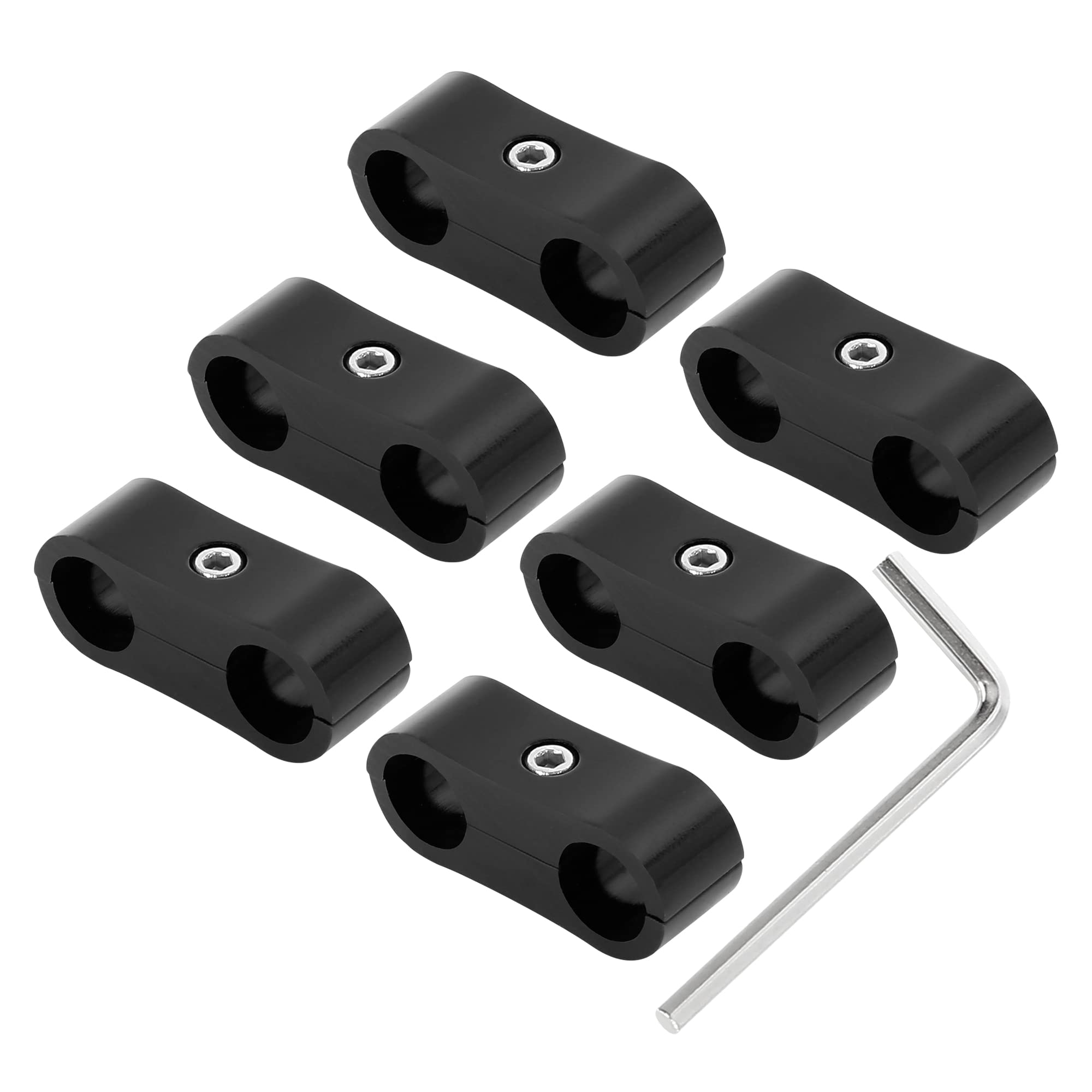 

X AUTOHAUX Хомут для шланга, адаптер для шлангового хомута с гаечным ключом для автомобиля, 6 шт., черный AN4