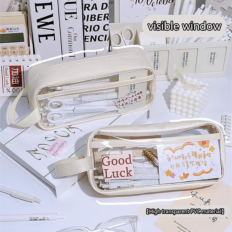 Transparente, große Kapazitäts-Bleistifttasche, Ins-Style-Schulmäppchen, Schreibwarenhalter