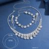 European and American Diamond Studded Super Sparkling Necklace Earrings Bracelet Fashionable High-end Women's Set