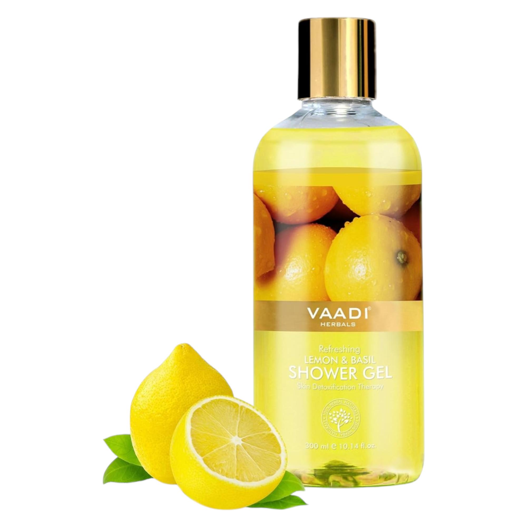 

Vaadi Herbals Shower Gel Refreshing Lemon and Basil 300ml Pack Of 1 for Bright Skin