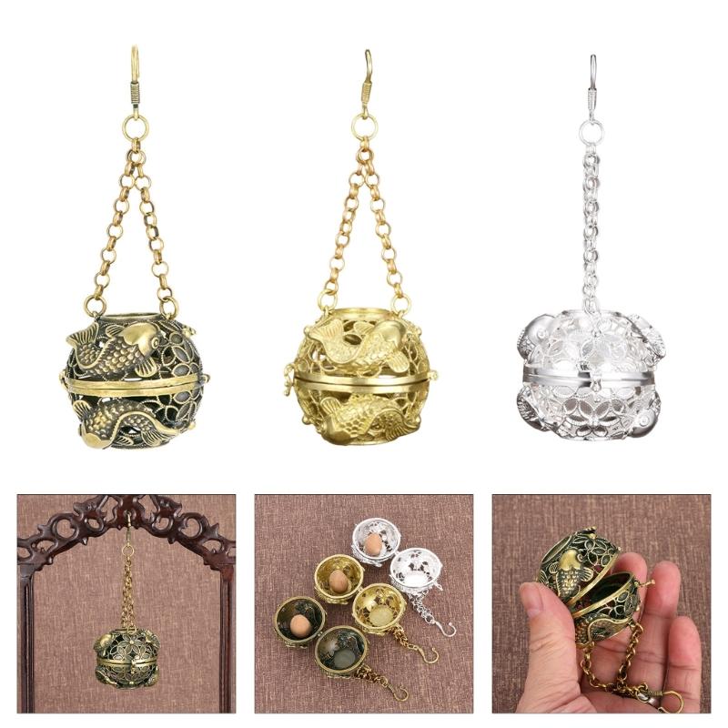 Handcrafted Brass Scent Diffuser Censers With Antique Finish and Chain for Enhancing Living Room Bedroom Atmospheres