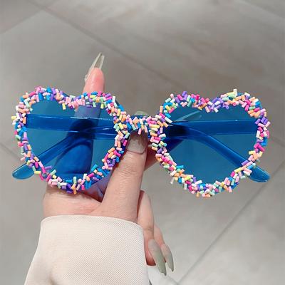 KAMMPT Heart Shape Sunglasses Colorful Jimmies Women Stylish Cute Beach Sun Glasses Trendy Vacation Casual Shades