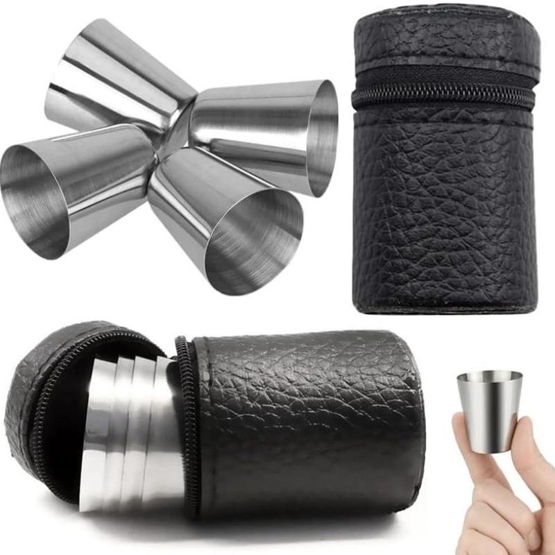 4Pcs/Set Stainless Steel Glass Set Outdoor Small Glasses Set Travel Picnic Cup Set 30/70/170Ml