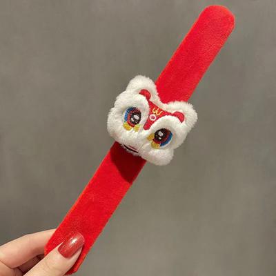 Brățară palmă de Anul Nou Chinezesc Roșu Desene Animat Dragon Leu Fuzzy Anul Dragonului Snap Band Decorare Copii Adulti Cadou Festivalul de Primăvară