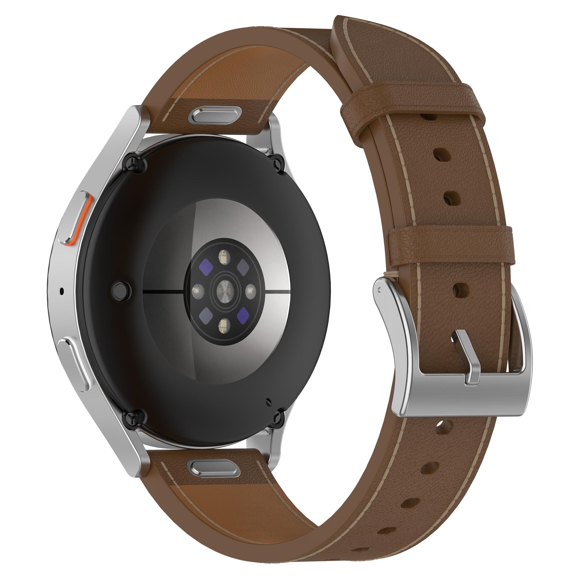 

Ремінець 20 мм для Samsung Galaxy Watch 7/6/5 44 мм 40 мм Універсальний Ремінець для годинника з натуральної коров ячої шкіри з кнопкою Brown