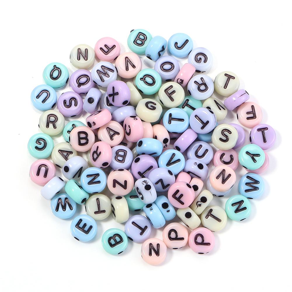 

100pcs Acrylic Letter Beads Mixed Color Flat Round Alphabet Loose Spacer Beads For Jewelry Making DIY Bracelet Necklace Supplies