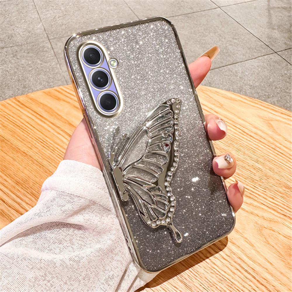 Gradient Glitter Butterfly Quicksand Phone Case For Samsung A15 A35 A55 A25 A05S A54 A34 A24 A14 A13 A33 A53 Soft Silicone Cover
