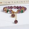 Fashion Purple Crystals Beaded Bracelets for Women Round Beads Purple  Four-leaf Clover Drop Bracelet Lucky Stretch Hand Chain Jewelry for Wedding