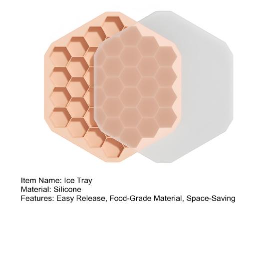 Silicone Ice Cube Trays with Lid 37 Grids Honeycomb Style Ice Cube Molds for Whiskey Cocktails Reusable Ice Maker Family Party Bar Essentials