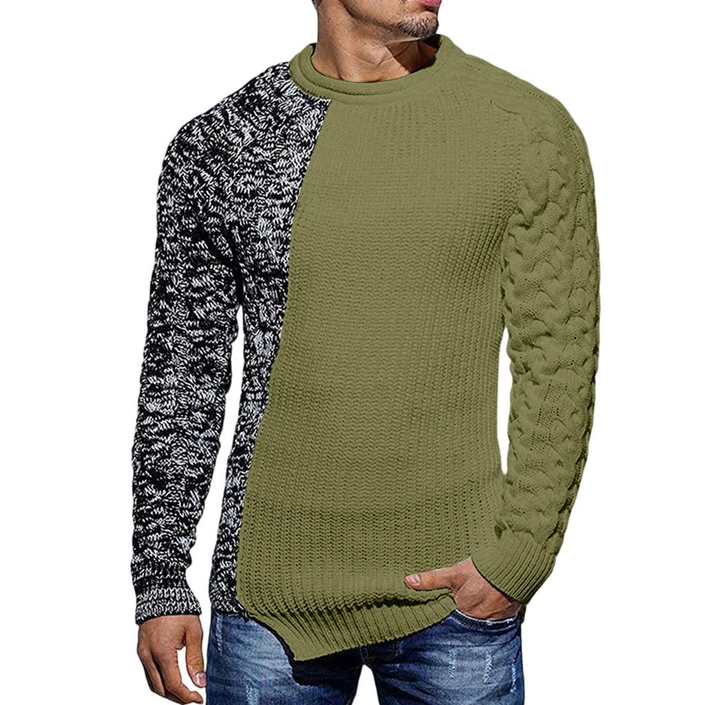 Men's  Texture  Twisted Flower  Process  Round Neck  Thickened  Pullover  Knitted Sweater  Sweater