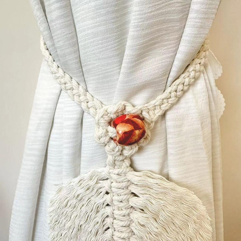 Curtain Holdback Braided Tie Back Holder Bohemian Home Decoration Handmade Curtain Tiebacks Macrame Tassel Leaf Shaped