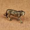 Vintage Style Brass Figurines Statue Featuring For Tiger Handmade Copper Miniature Decorative Model for Home Display